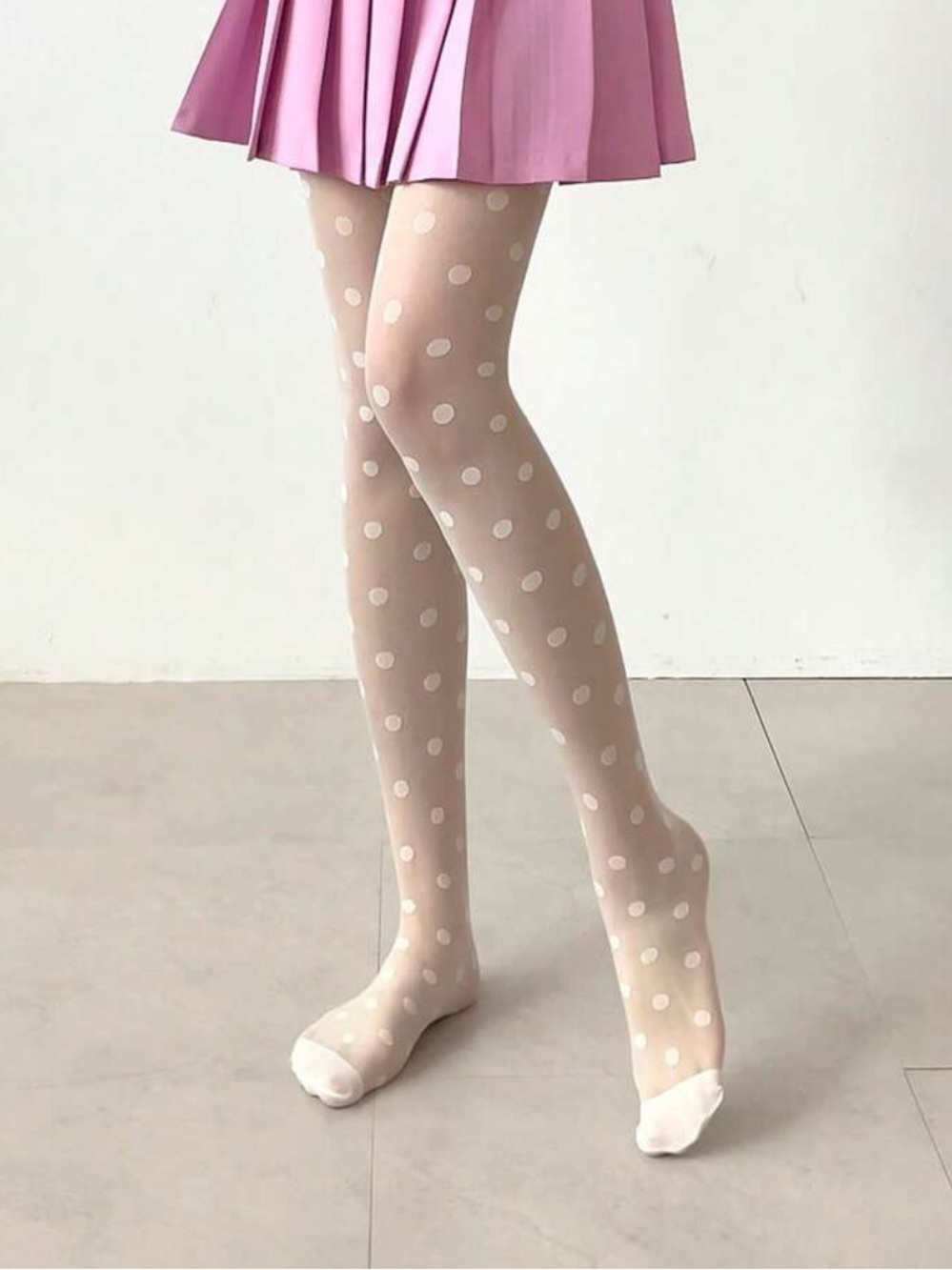 Sheer Polka Dot Tights -  with White Dots